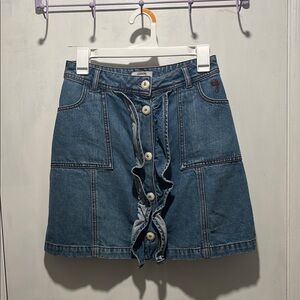 GANNI Benedict mini ruffle denim skirt